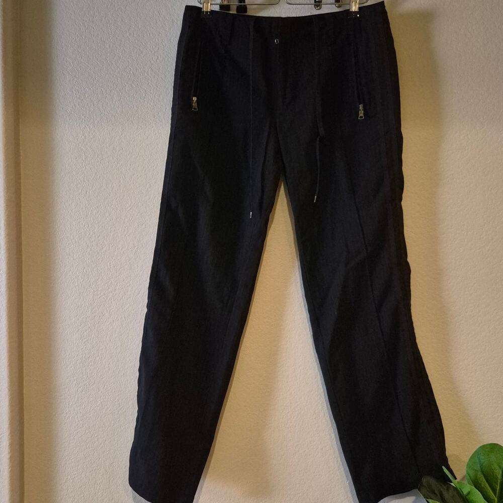 Vintage y2k Armani Exchange Pinstripe Drawstring Wool Blend Trousers - Size 30